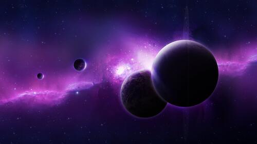 Красивая фиолетовая молния в космосе