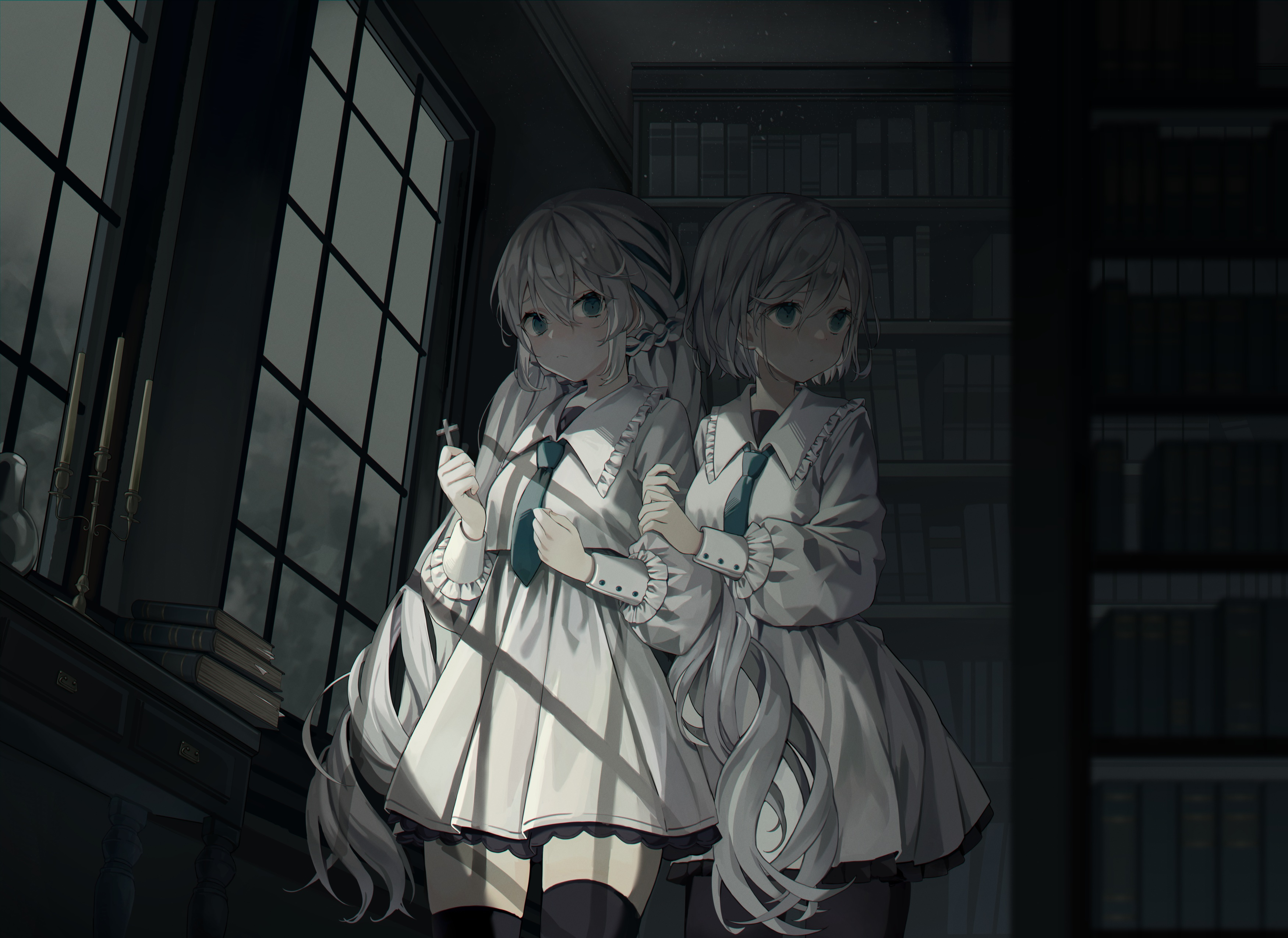 Обои обои аниме сестры школьной формы темнота на рабочий стол