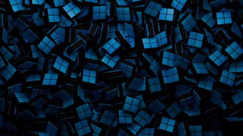Множество маленьких голубых кубиков