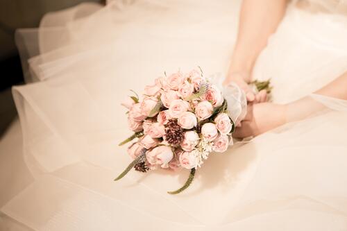 Wedding bouquet with small roses