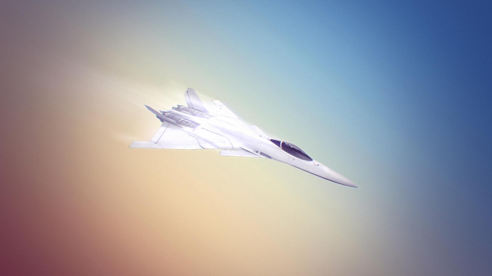 Free photo A white fighter jet is flying down
