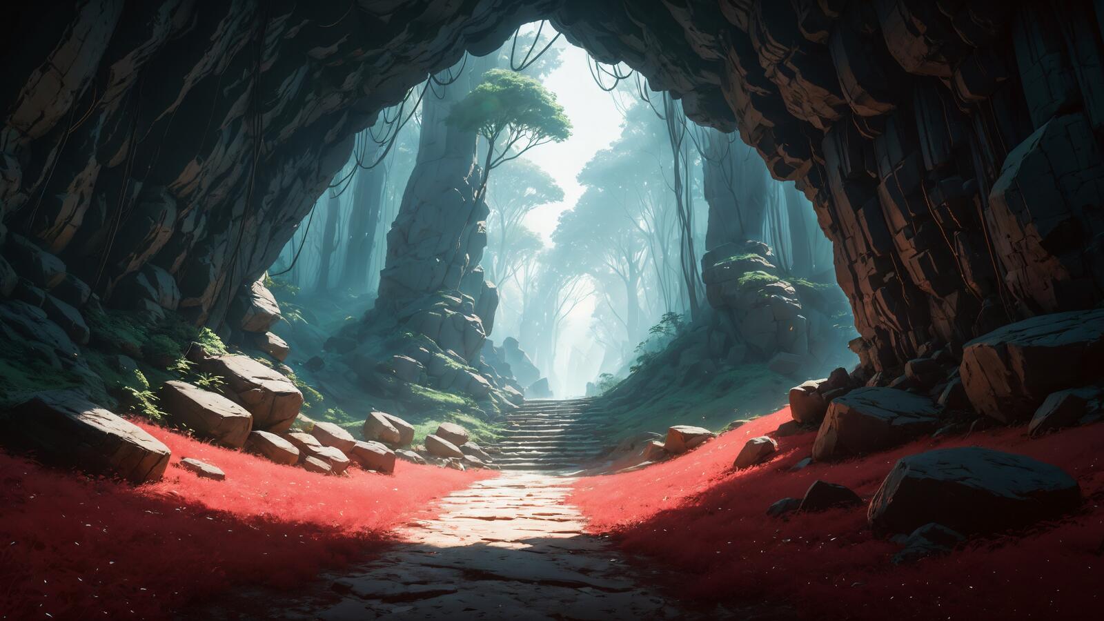 Бесплатное фото Таинственная пещера в глубине леса