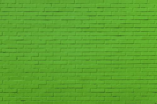 Brick wall painted green.