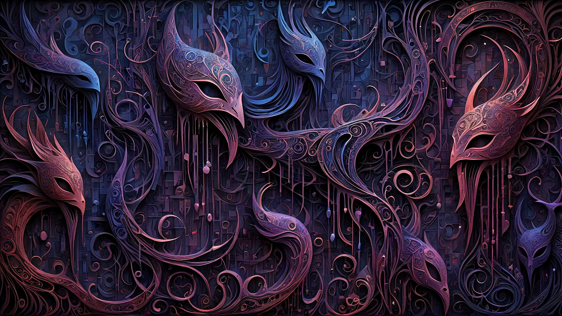 Бесплатное фото Фантастический узор птичьи головы