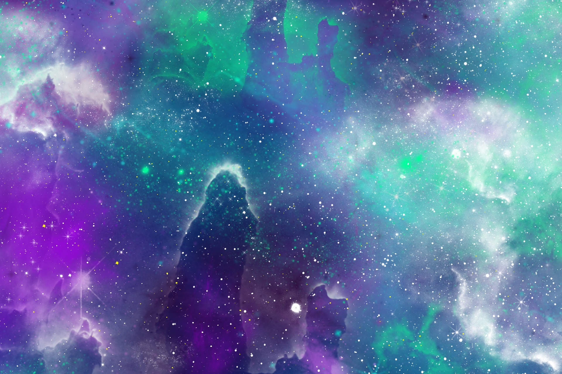 免费照片一个绿色和紫色的抽象星云