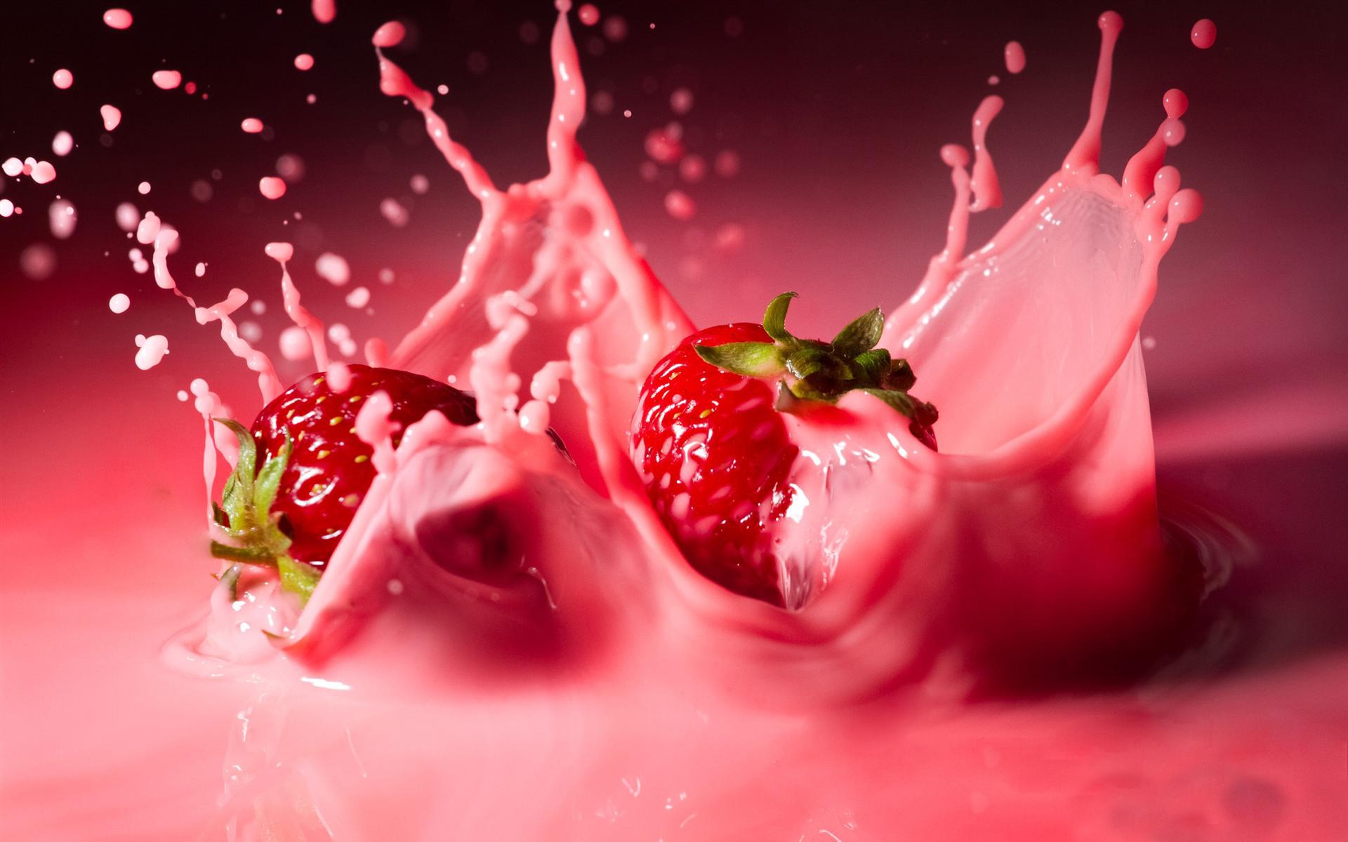 Strawberries in strawberry yogurt.