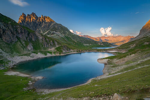 A small lake in the mountains of France