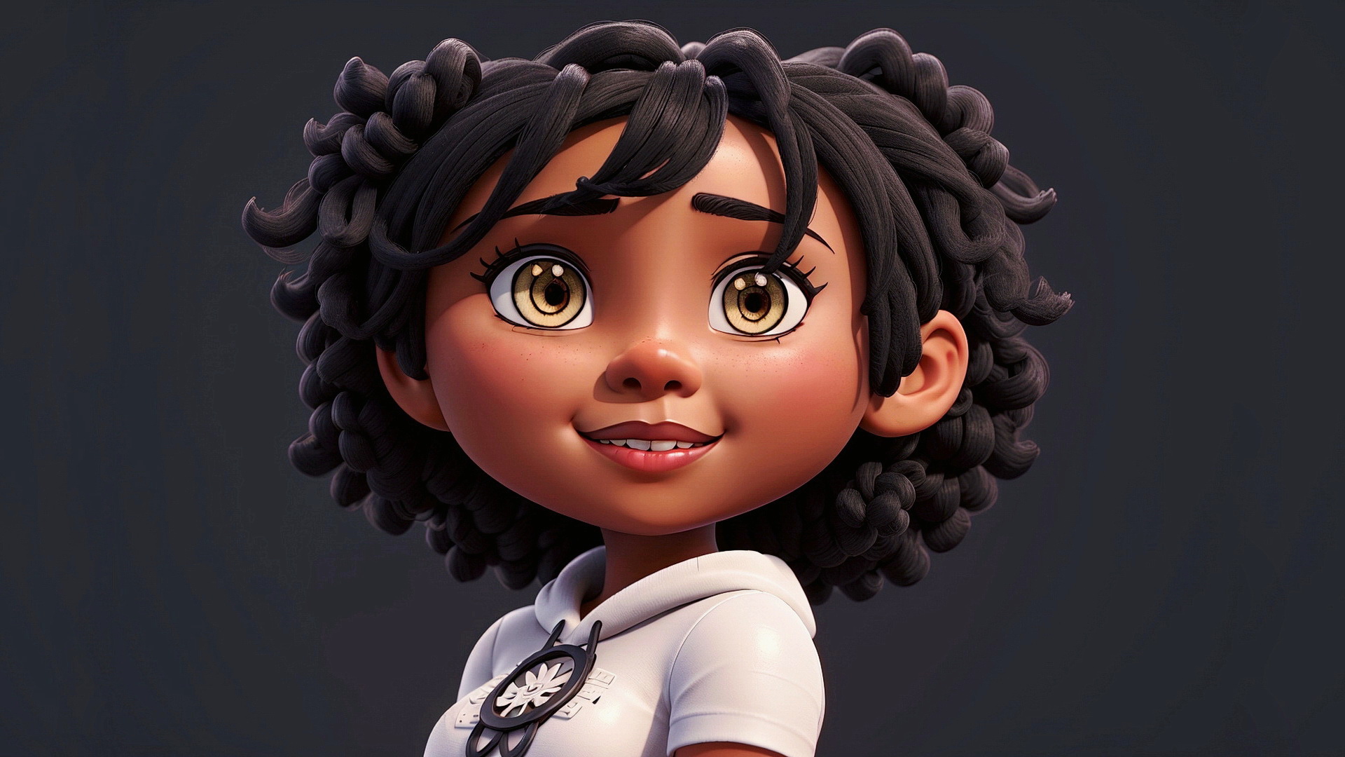 Бесплатное фото Портрет чернокожей девушки с большой головой на сером фоне