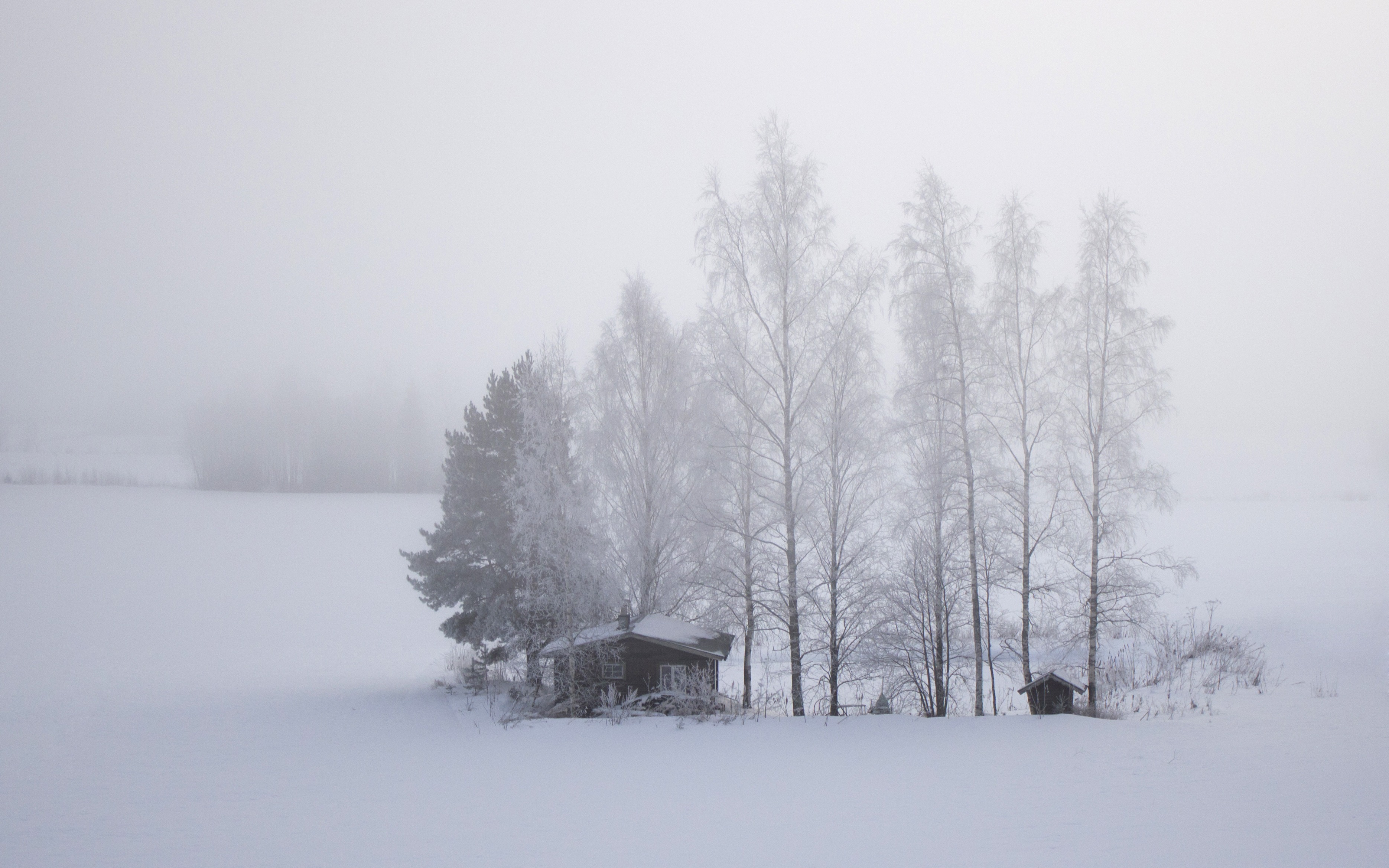 免费照片一片雪地上有一座孤独的房子