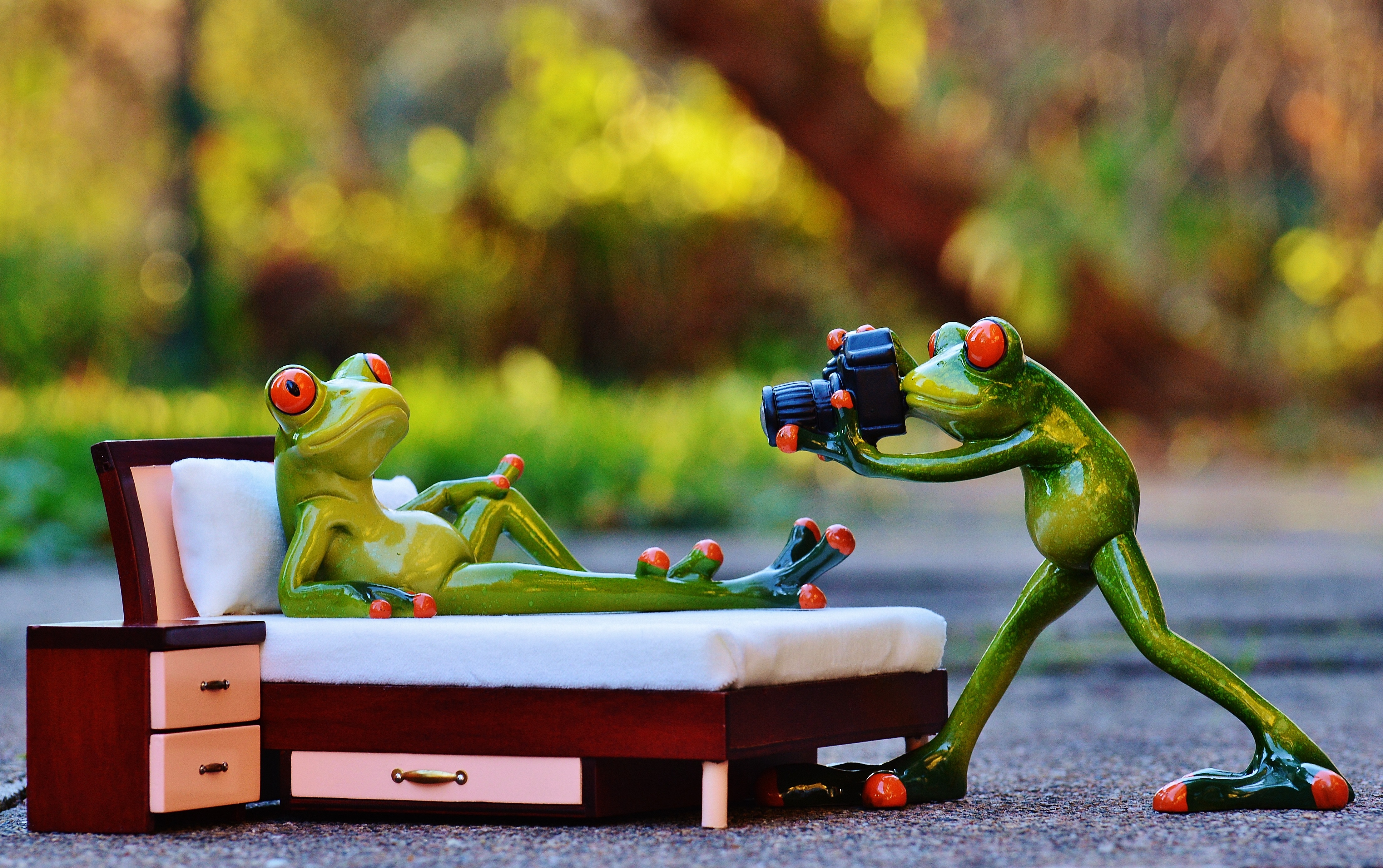 Free photo Humor porcelain frogs