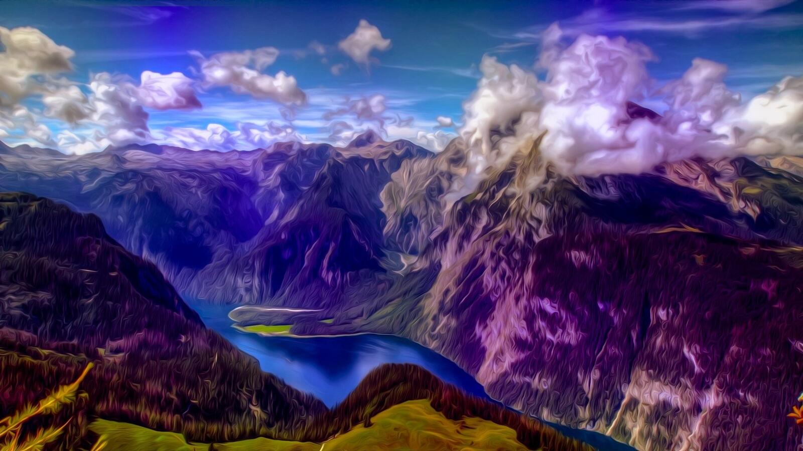 Бесплатное фото Извилистая река в горах