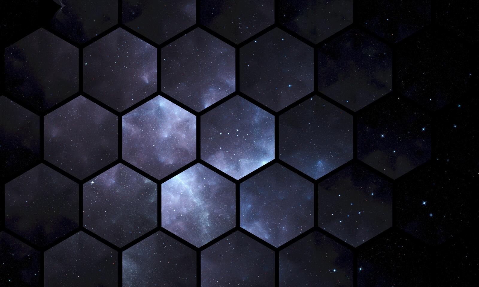 Free photo A view of space through a hexagonal pattern