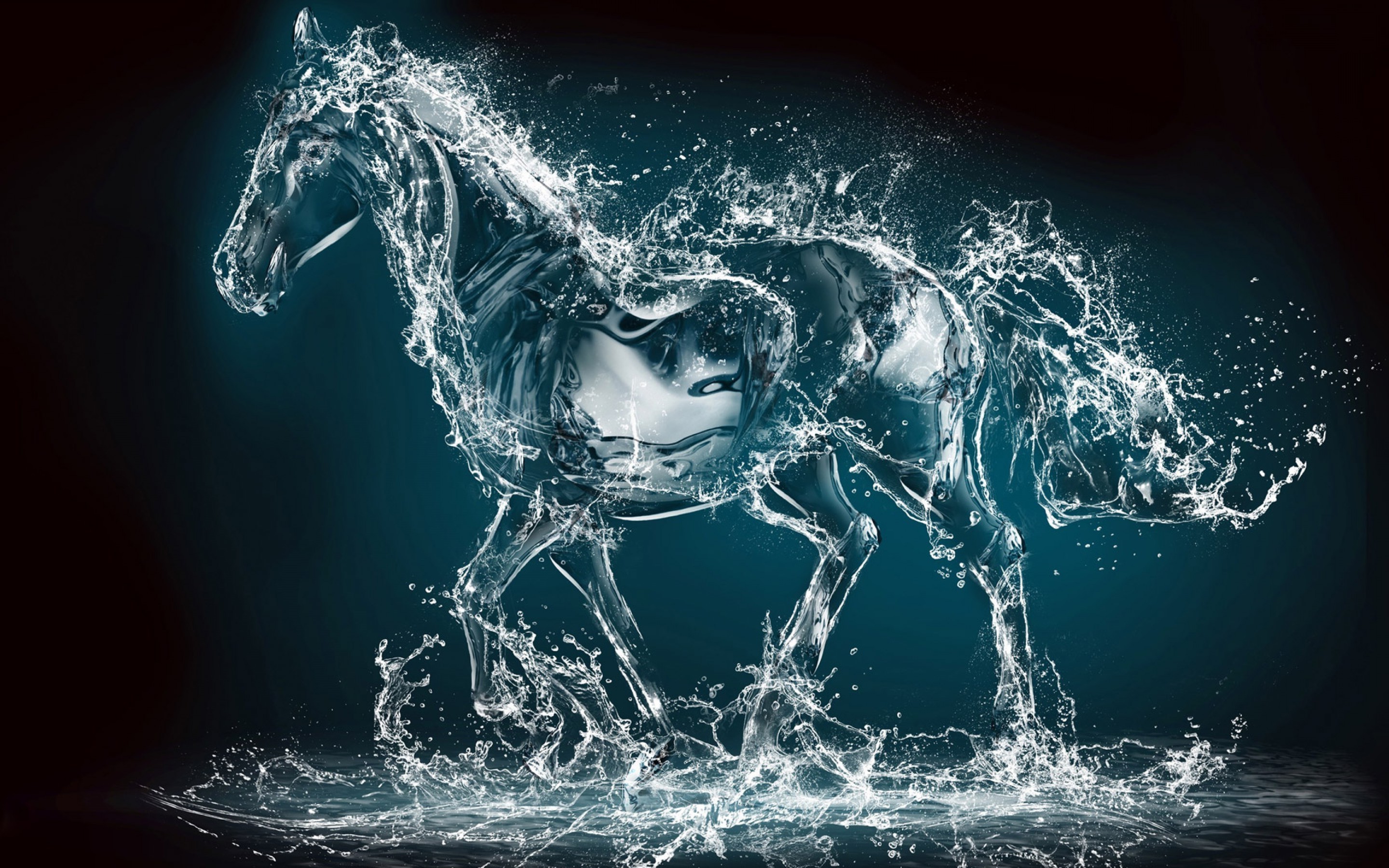 Обои иллюстрация вода лошадь на рабочий стол