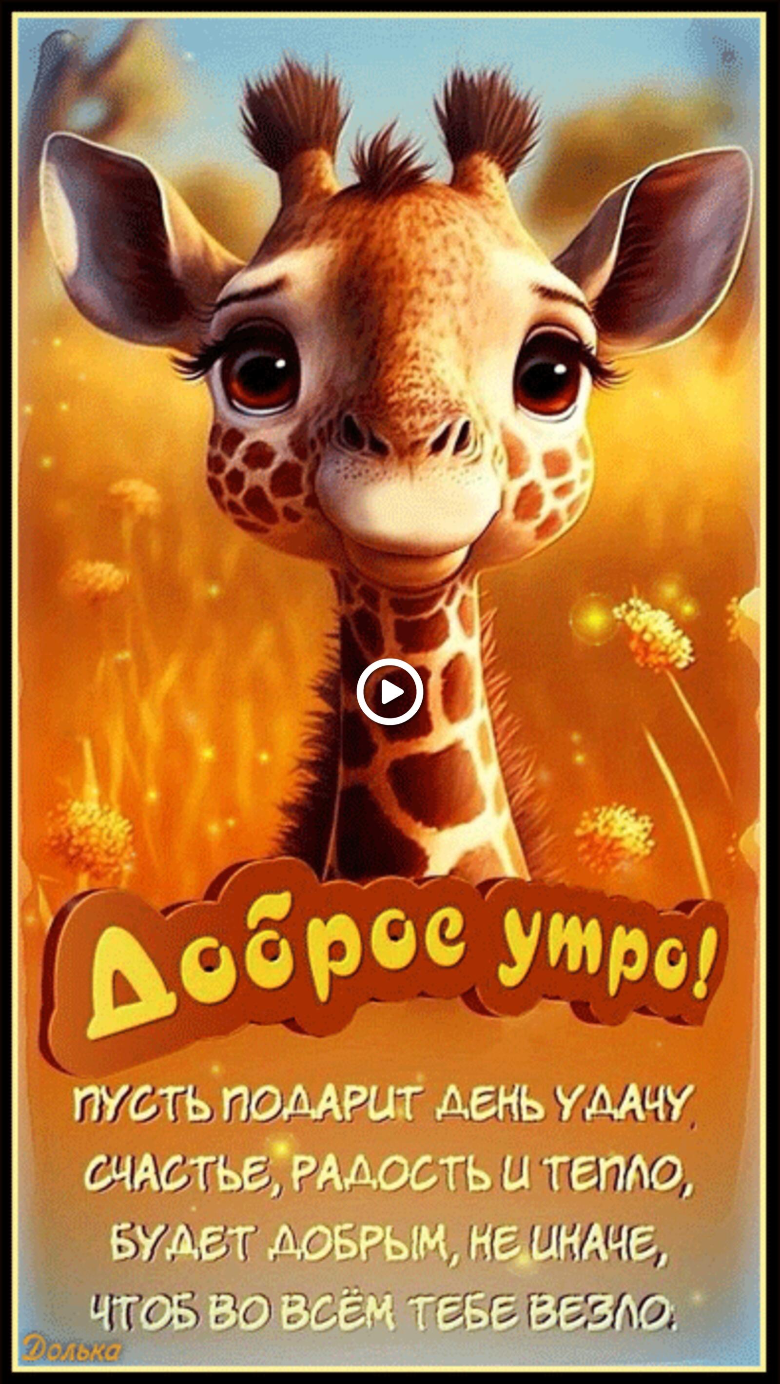 Бесплатная открытка Доброе утро с маленьким жирафом