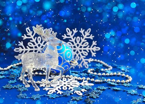 New Year`s reindeer made of crystal