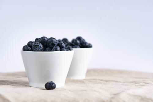 Blueberries in deep plates