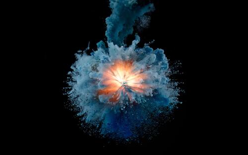 Explosion with smoke on a black background