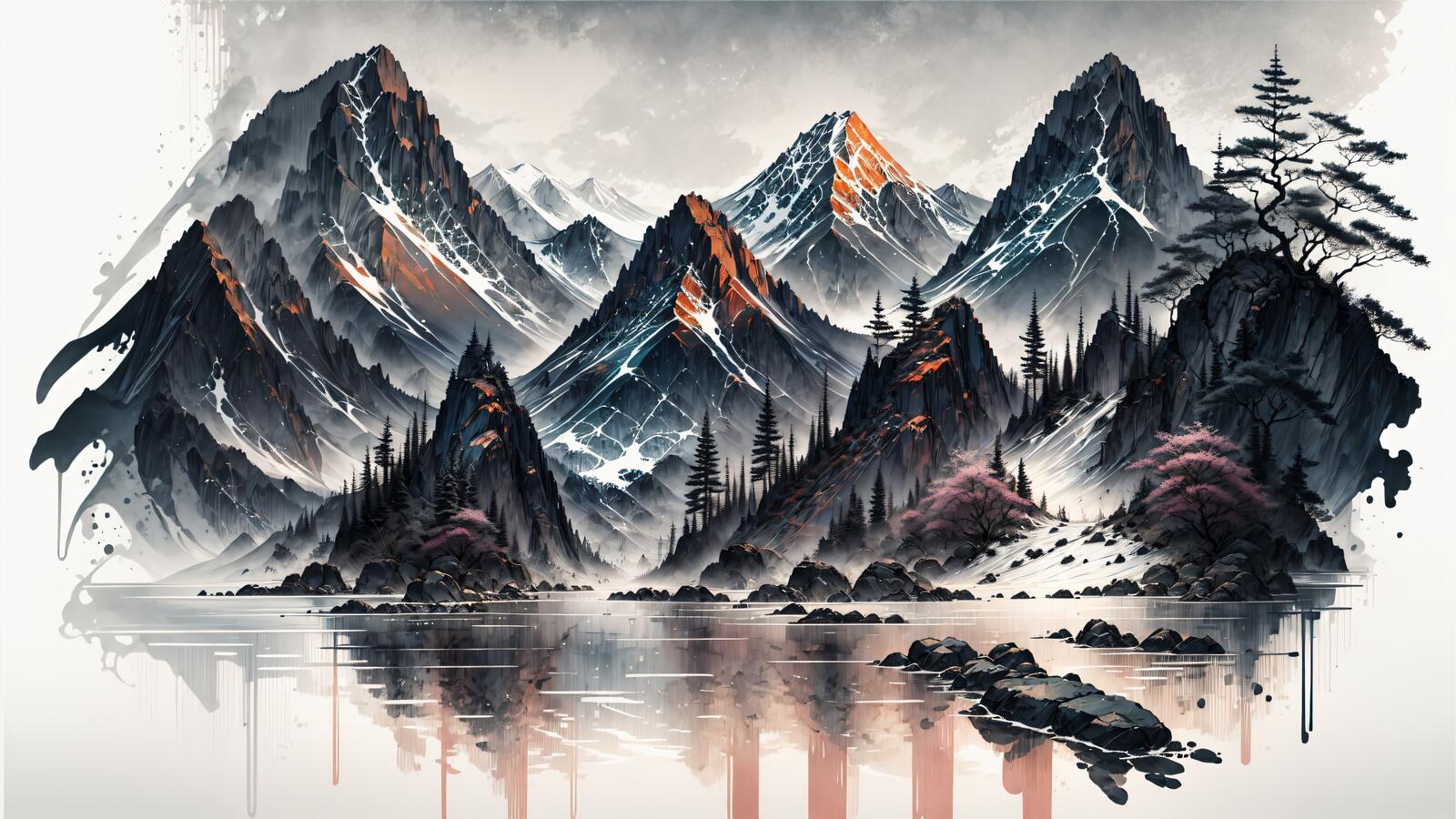 Бесплатное фото Фантастический красивый пейзаж с изображением гор