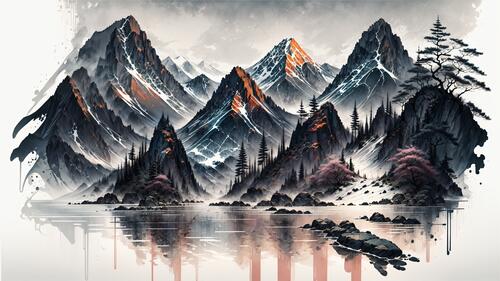 Фантастический красивый пейзаж с изображением гор