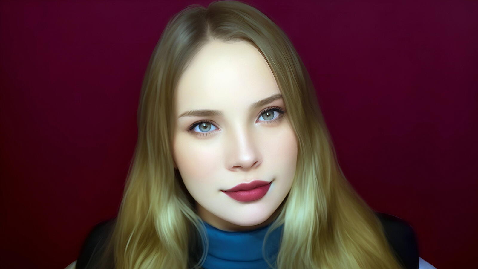 Free photo Portrait of Olesya Medvedeva on a red background