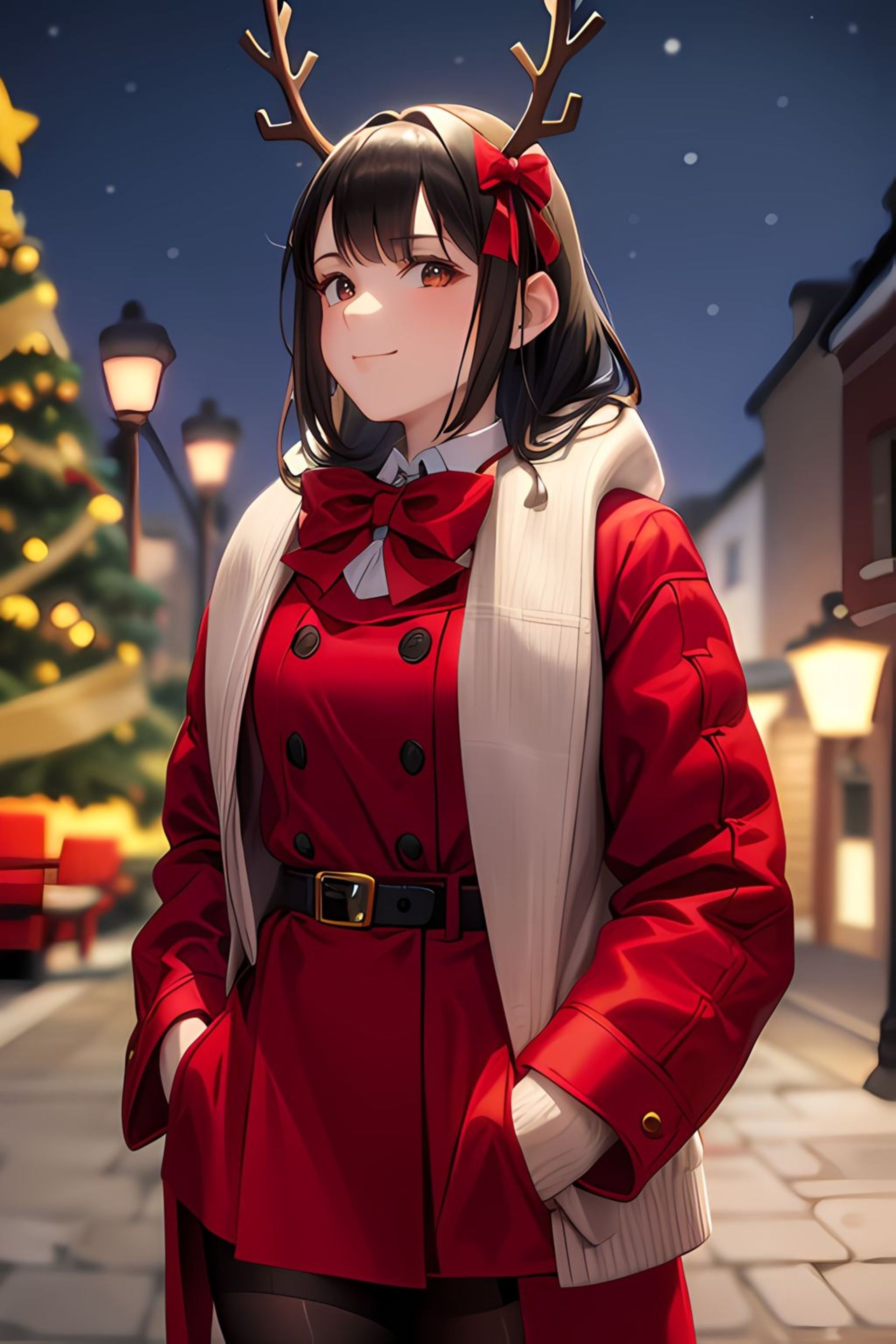 Free photo Christmas Reindeer, Anime, Neural Network, Girl.