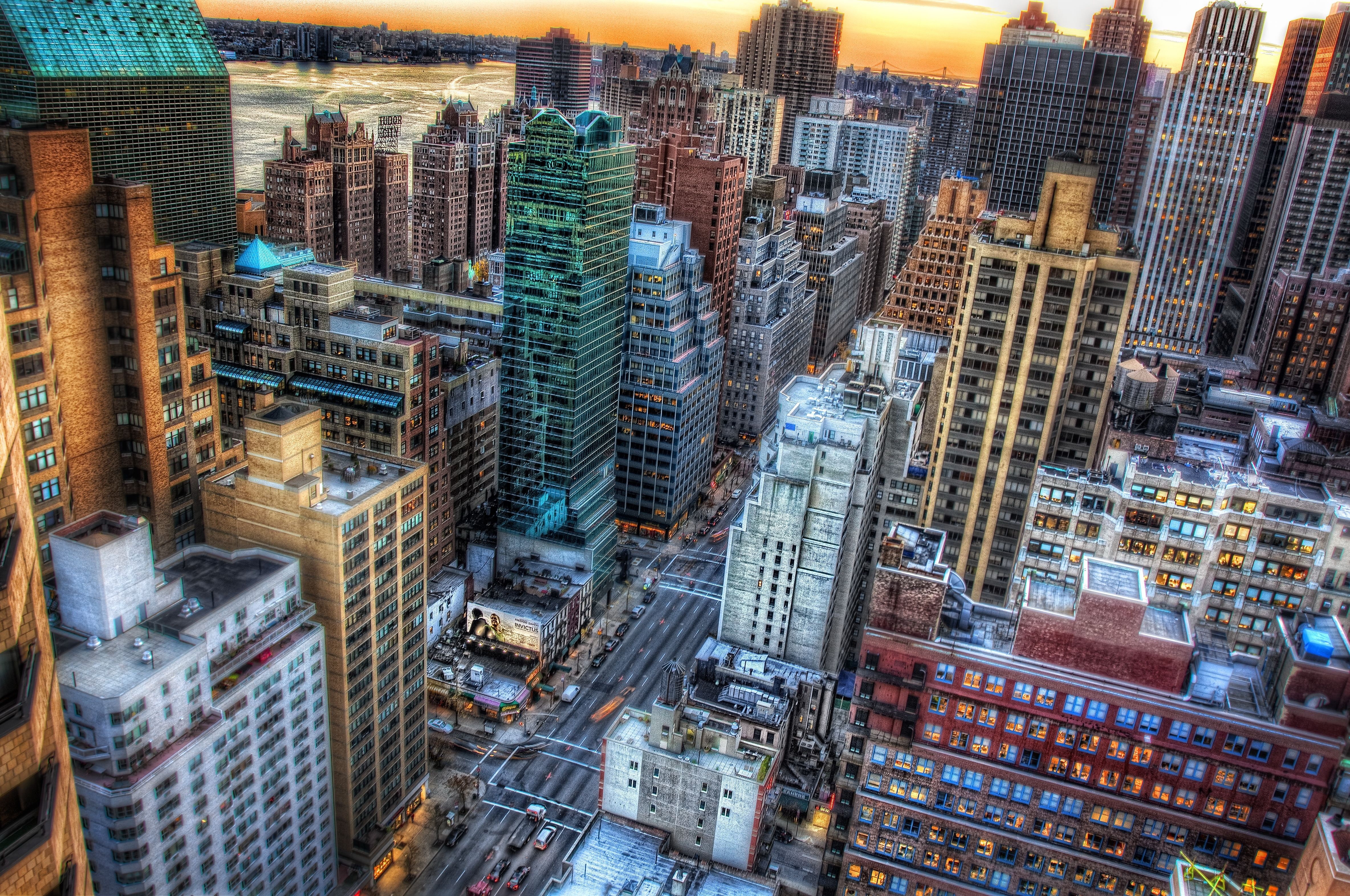 Бесплатное фото Красивая фотография Нью Йорка на закате