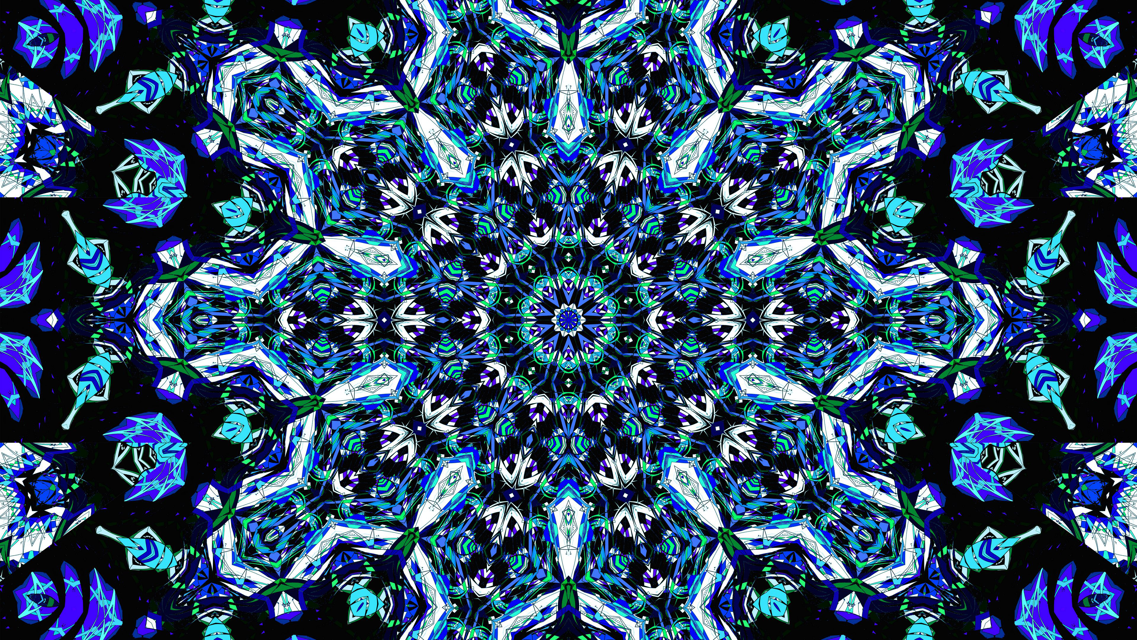 Бесплатное фото Цветной фрактал с синими кругами