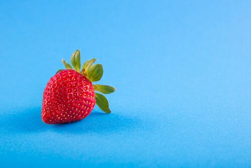 Strawberry on a blue background