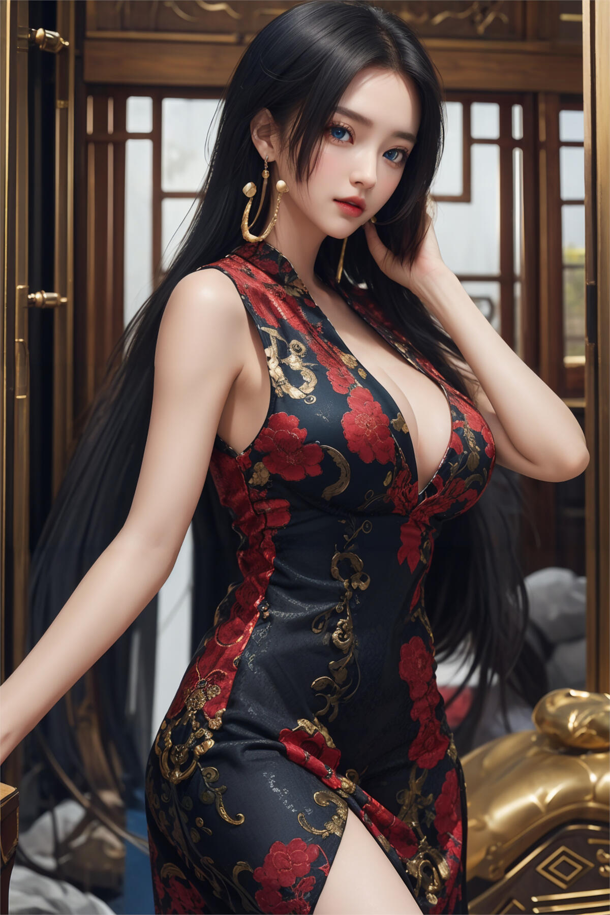 Девушка азиатской внешности в платье с цветочками