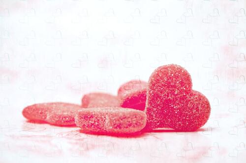 Marmalade hearts in sugar