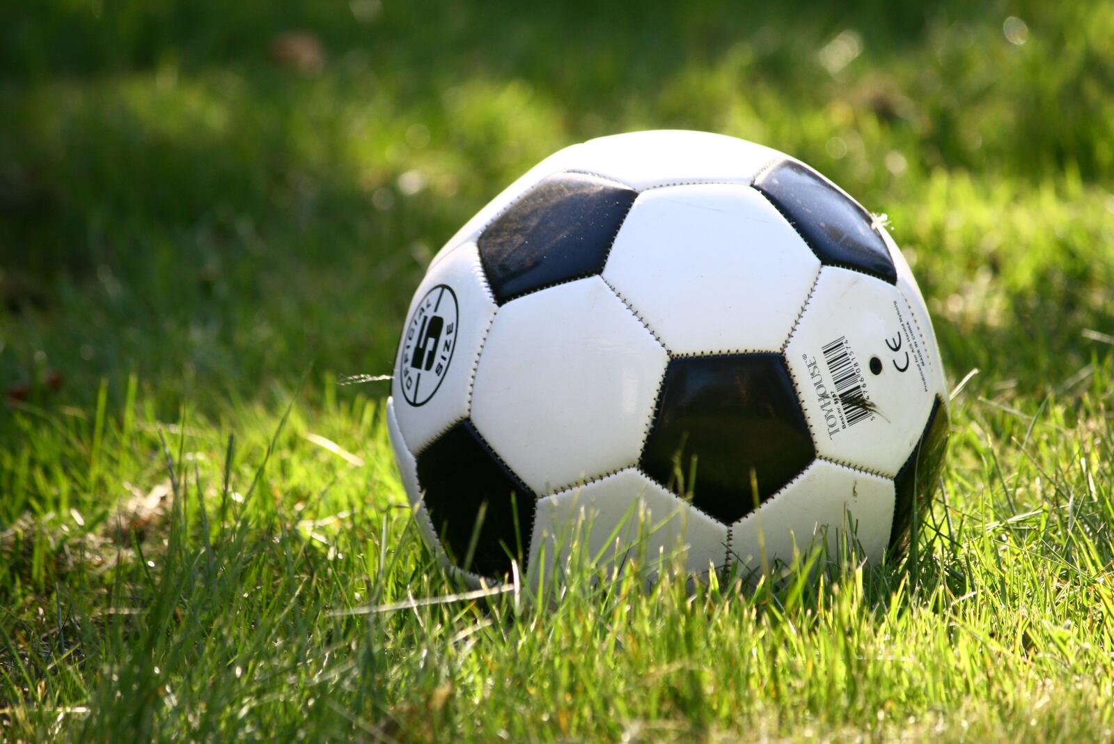 Бесплатное фото Футбольный мячик на летней траве