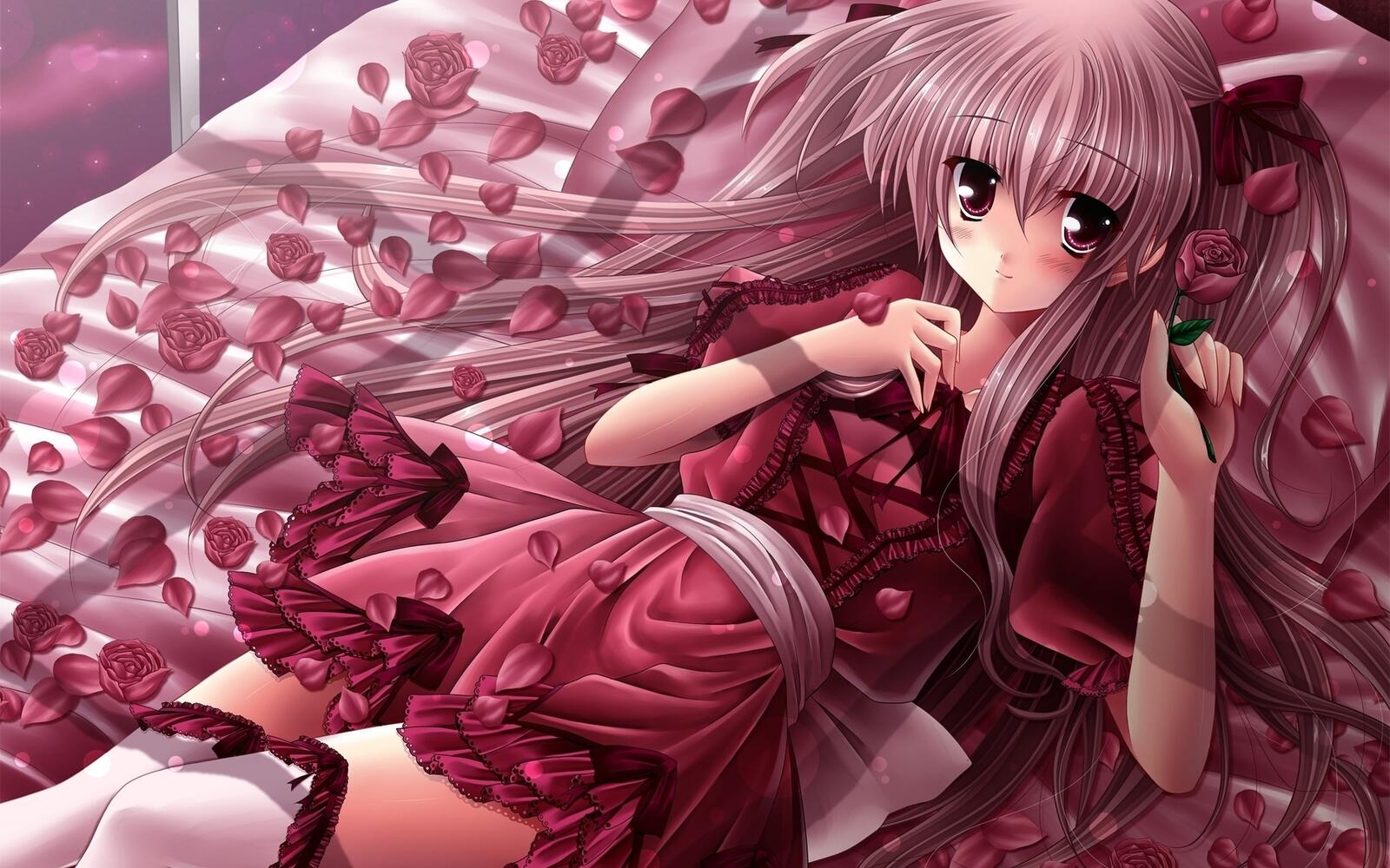 Free photo Anime girl in pink colors