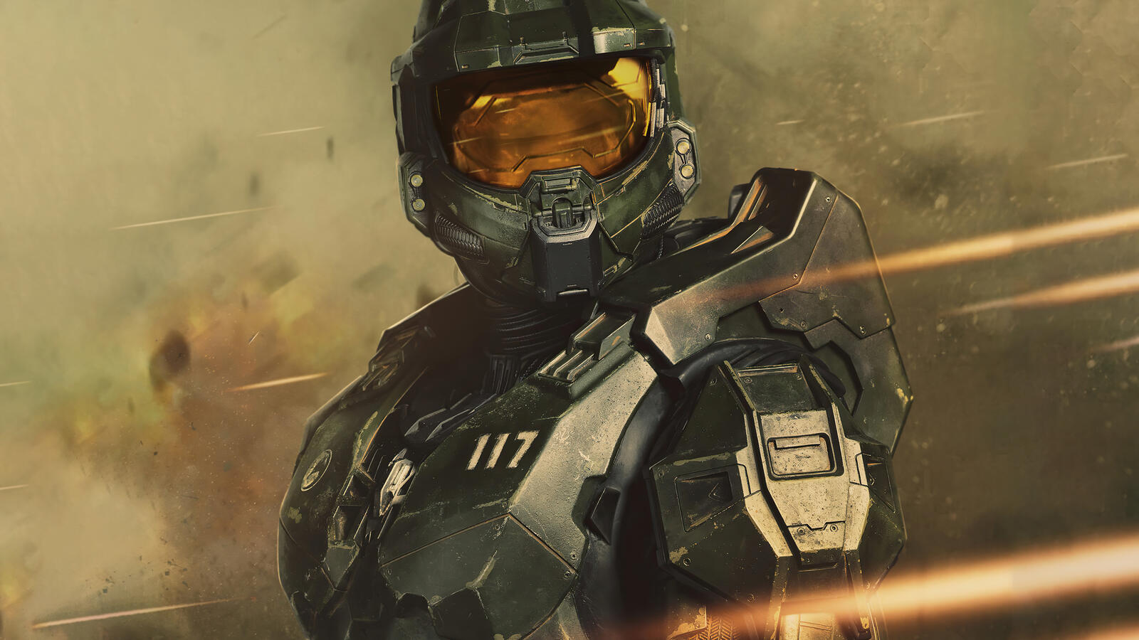 Бесплатное фото Солдат из фантастической игры Halo