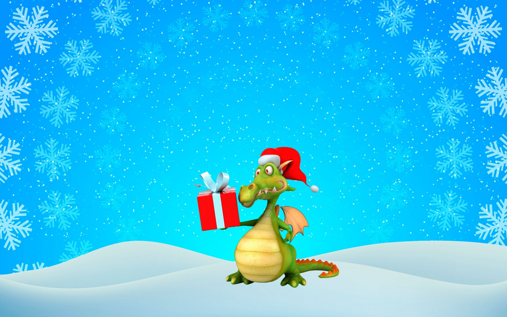 Free photo A dragon with a New Year`s gift