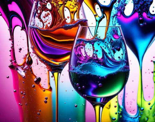 Цветные жидкости в бокалах
