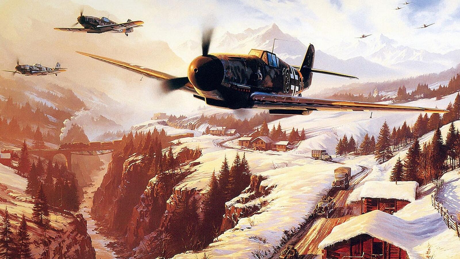 Wallpapers airplane winter offensive on the desktop