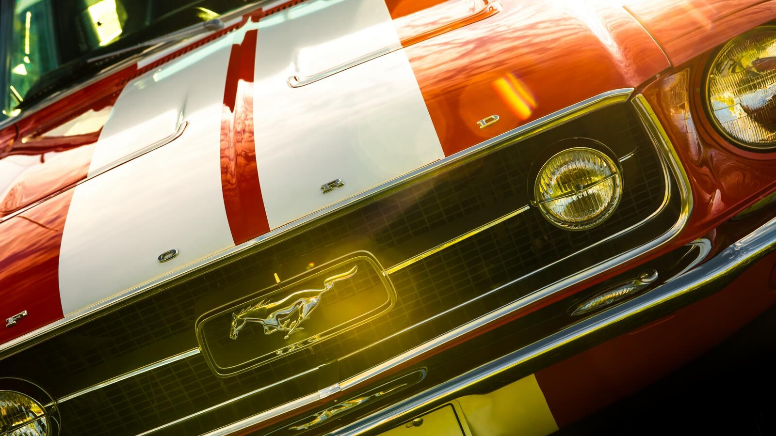 Бесплатное фото Ford Mustang вид спереди крупным планом