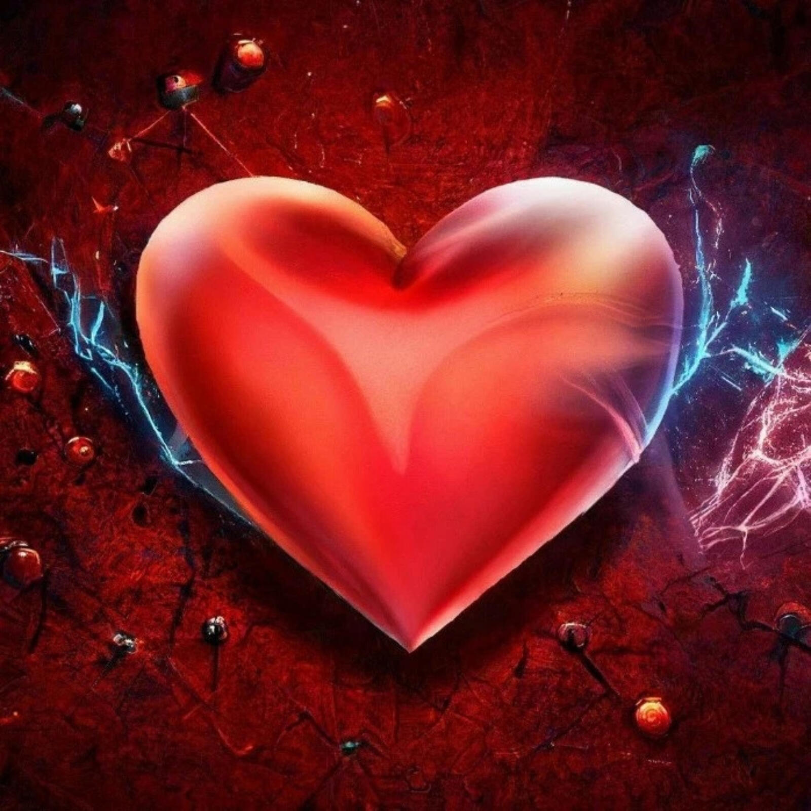 Бесплатное фото Красное атомное сердце