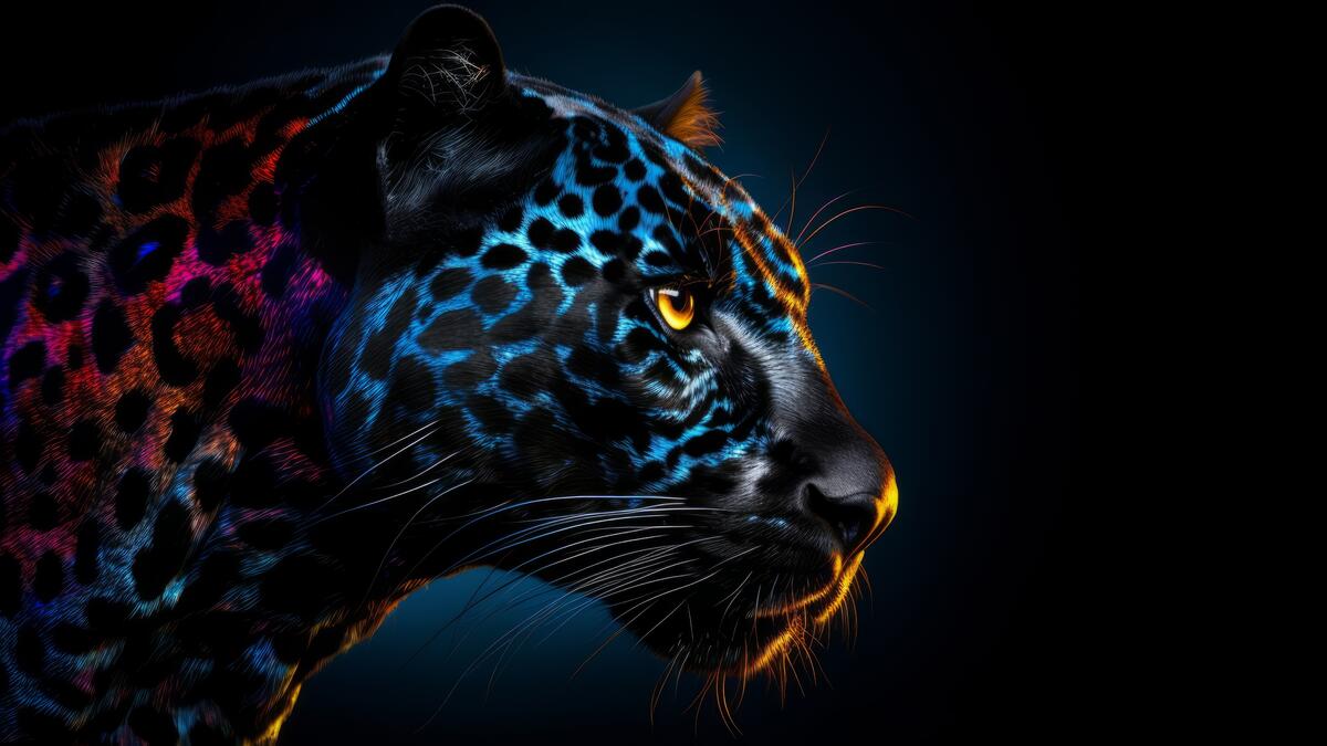 Black panther with rainbow pattern