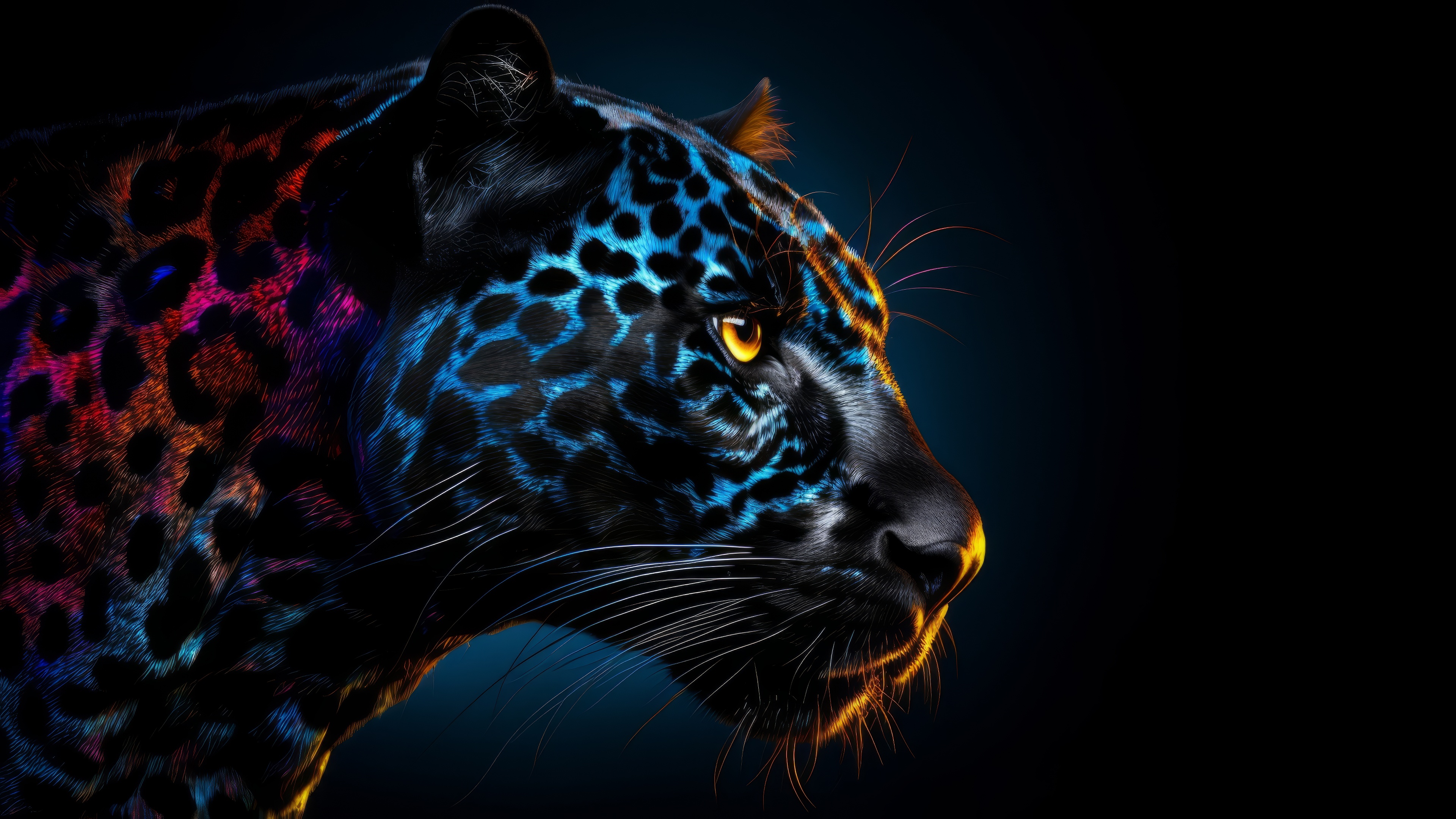 Free photo Black panther with rainbow pattern