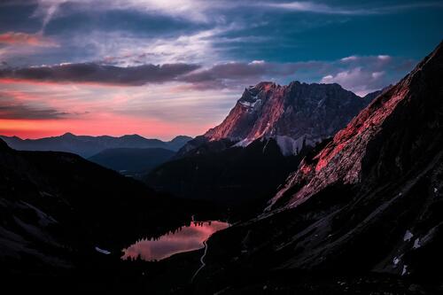Beautiful mountain scenery with sunset