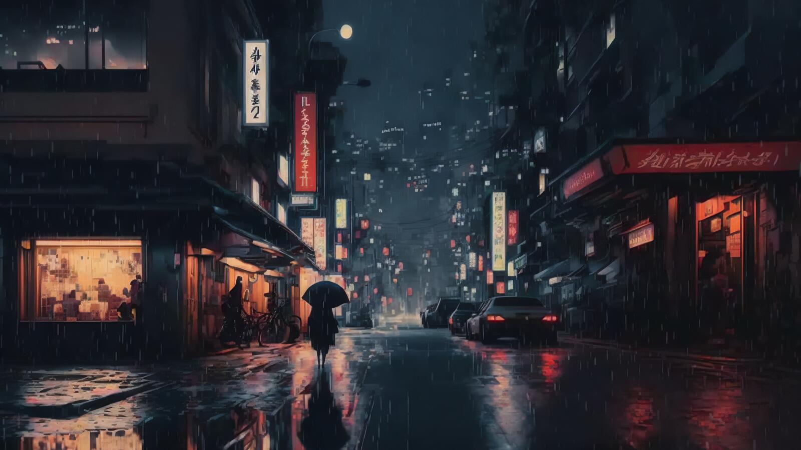 Дождь на ночных улицах