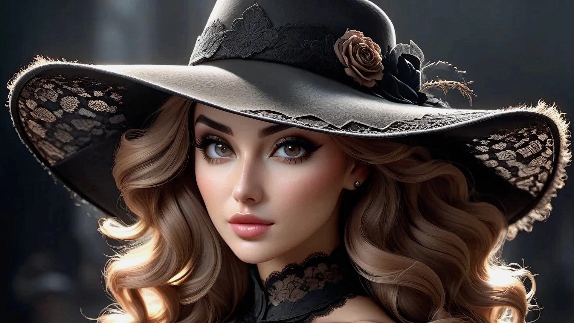 Free photo Portrait of a blonde girl in a wide-brimmed hat