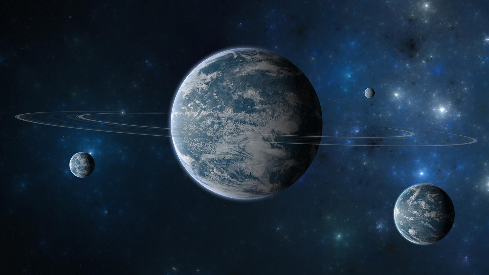 Бесплатное фото Открыта новая планета с тремя лунами