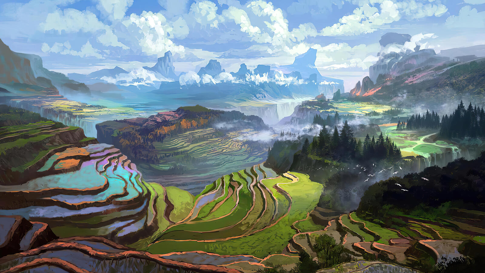 Бесплатное фото Рисунок ступенчатых гор