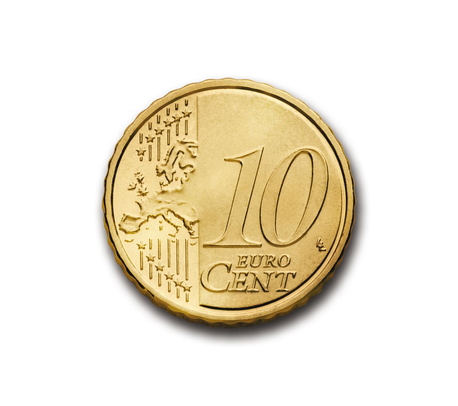 Бесплатное фото Монетка 10 центов на белов фоне