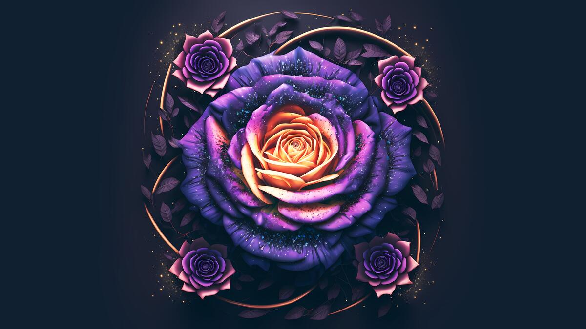 Фэнтезийная роза на темном фоне