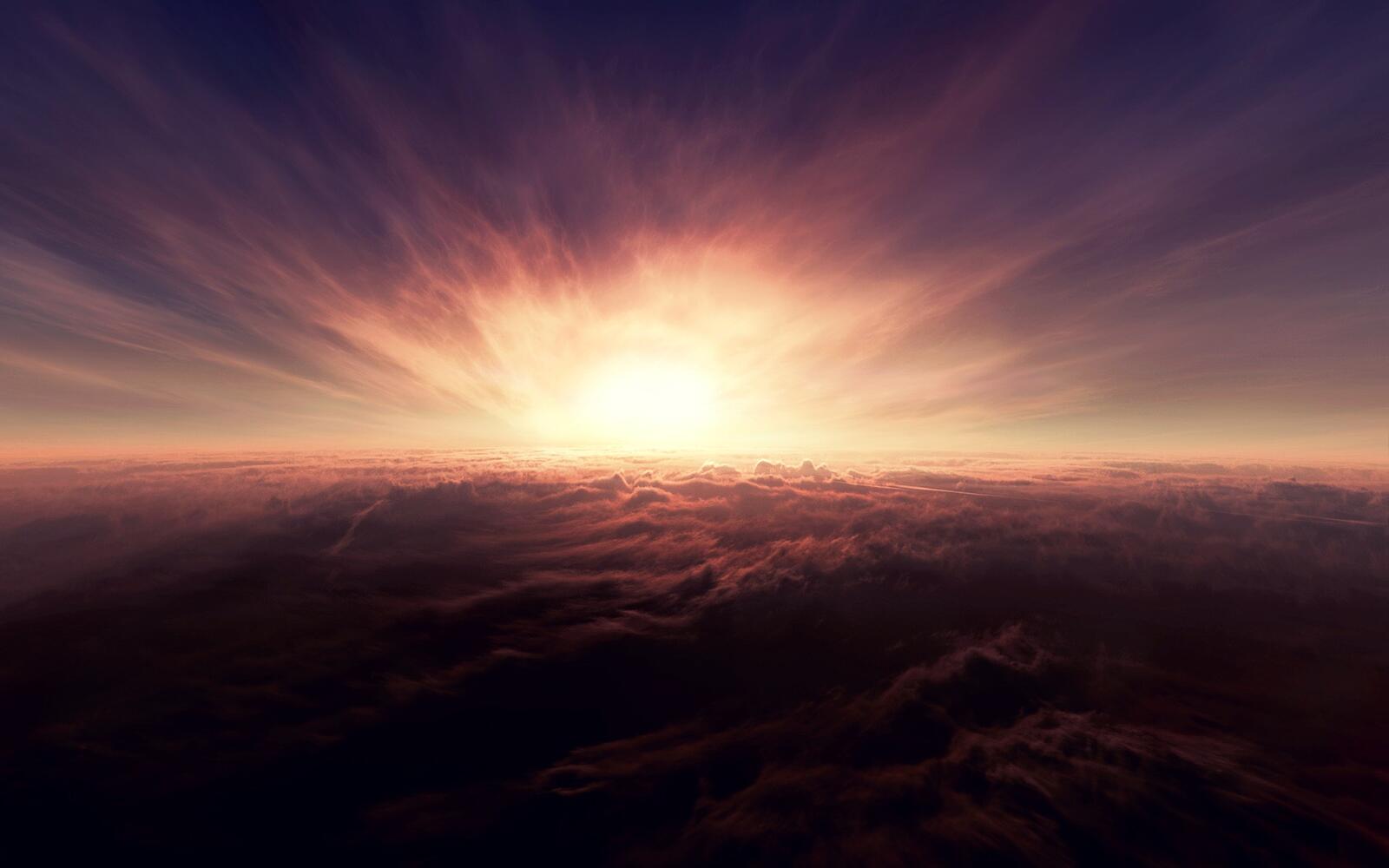 Бесплатное фото Рассвет над облаками