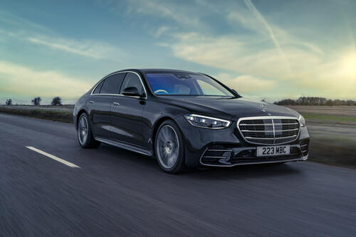 A picture of the Mercedes S Class in motion