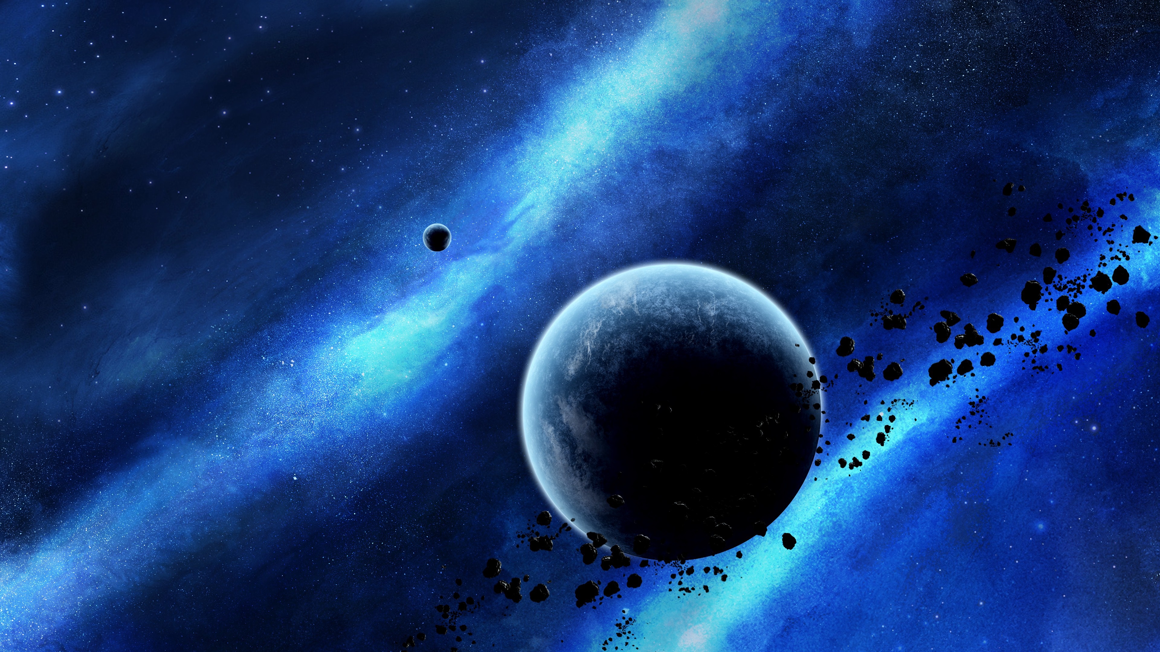 免费照片蓝色宇宙背景上的行星